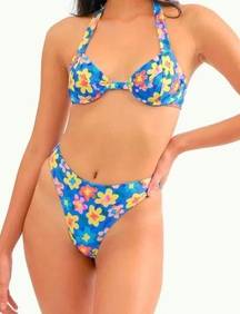 NWT  Retro Floral Print High Waist Bikini Bottom - L