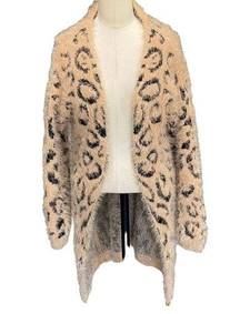 Amazon  Soft Animal Leopard Print Eyelash Sweater Cardigan-Taupe Leopard Print