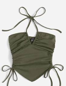 SheIn front tie crop top in green