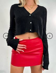 Boutique Red Faux Leather Mini Skirt