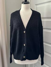 Slouchy Textured Button Front Cardigan