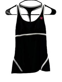 Champion Swim Black & White Sleeveless Racerback Scoop Neck Swimsuit Top Size S