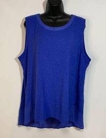 Adrienne Vittadini Womens Tank Top Long Back True Blue 2XL