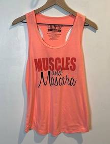 Women’s | Chin Up Apparel racerback tank top “Muscles and Mascara” | Medium