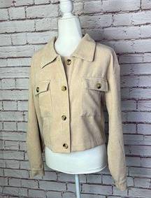 Y2K Widewale Corduroy Boxy Oversize Fit Jacket. EUC. Crop length. Label missing. Use measurements. Beige. No stretch. Lightweight.  18” long 20” bust approximately 17” sleeve inseam