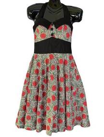Vixen Charlie Leopard Rose Print Retro Rockabilly Halter Neck Dress