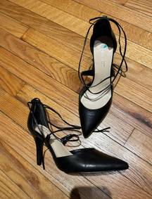 Nine West Fool4you Lace Up D’orsay Pointed Leather Stilettos Pumps Heels