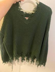 Green Distressed Sweater