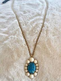 Ann Taylor Turquoise Look Stone Pendant Necklace