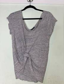 Brandy Melville O/S  Heather Grey Tie-Front Oversized Beachy T-Shirt