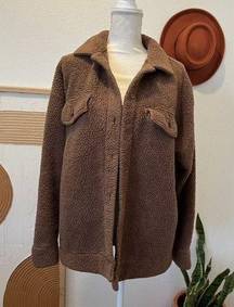 Oversized Chocolate Brown Soft Plush Teddy Button Down Shacket Jacket