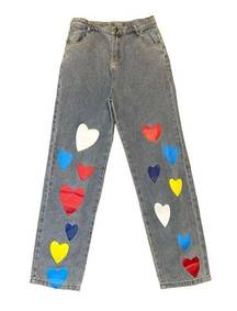 primary color hearts high waisted jeans size 26