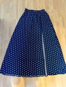 NEW Vintage High Waist Y2K Maxi Skirt w/Slit Polka Dot Small