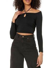 The Drop Women's Leni Cropped Sweetheart Neckline Cutout Sweater Top L