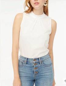 J Crew Button Ruffle Neck Top White M NWT