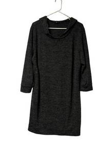 Tacera 2XL plus Size Grey Gray Long Sleeve Hooded Sweater Dress Winter Simple