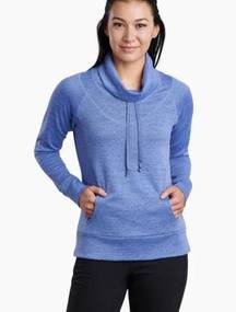 Kuhl Lea Pullover Top Long Sleeve Cowl Pockets Stretch Versatile Cozy Blue L