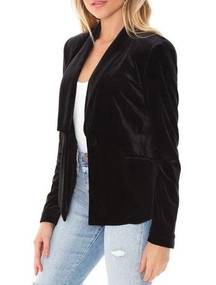 1.State Black Preppy Black Academia Witchy Single Button Velvet Blazer