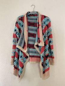 Mohair wool southwestern Aztec print open cascade cardigan size small