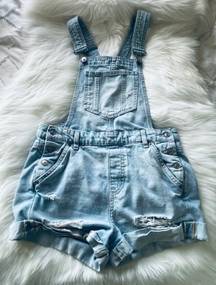 Women’s Distressed Overall Shorts