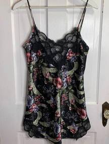 Victoria's Secret VICTORIA SECRET Short Black Lace Floral Nightgown Slip Dress Size Small