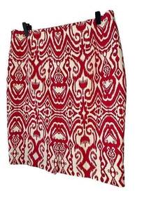 JONES New York Stretch Fiesta Red Cream Pencil Skirt NWT Size 10