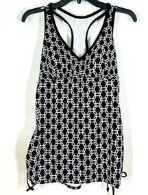 5/$25 LIZ Lange) maternity tankini top swimsuit black and white size medium