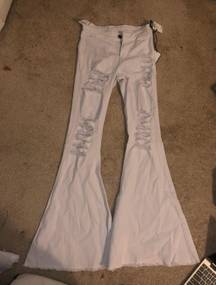 White Bell Bottom High Rise Jeans