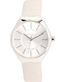 NWT Esprit Silver & Beige Leather Band Watch