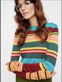 Free People NWOT  Show Off Your Stripes Pullover Size XS Colorful Boho