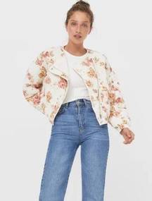 Stradivarius Cazadora Women’s Quilted Bomber Floral Jacket