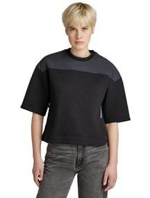 G-Star Raw Women’s Boyfriend Sweatshirt Quilted Short Sleeve Black Gray Size Med