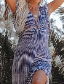 NEW Striped Ruffle Maxi Dress