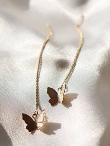 Boutique Dainty Gold Butterfly Threaded Earrings