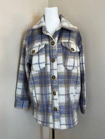 AVEC Les Filles Women's Plaid Lavender/Cream Shacket Shirt/Jacket SZ M