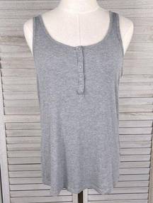 TORRID Super Soft Knit Ribbed Snap Front Tank Top Gray-1X