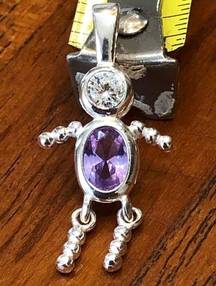 Sterling Silver Charm Kid Child Dangle Amethyst February