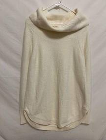 Anthropologie  Moth Cream Brenta Cowl Neck‎ Sweater Curved Hem Size Medium