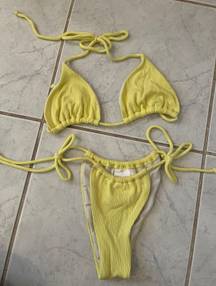 SheIn Yellow Rib Triangle Thong Bikini Swimsuit