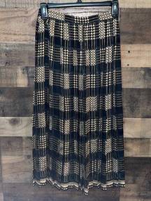 Raul Blanco Vintage 100% Silk Pleated Checkered Print Midi Skirt