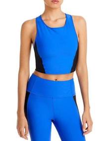 AQUA Athletic Color Blocked Sports Bra Womens Iris Blue & Black Size Small NWT