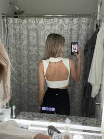 White High Neck Backless Cropped Top