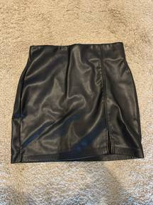 Black Faux Leather Skirt