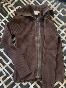 Michael Kors Brown Jacket With Leather Zipper Inlay