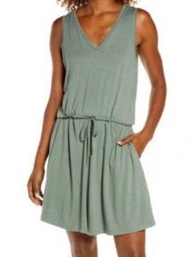 Sweaty Betty Take It Easy Dress Drop Waist Stretch Heath Green Womens Medium NWT