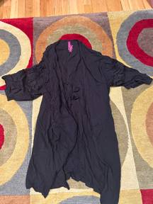 NWT  Black Lace Short Sleeve Intimate Thin Tie Kimono Robe Women’s L