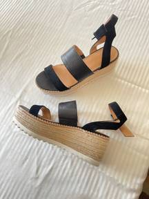 Black Crown Vintage Wedge Sandals