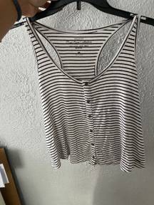 Hollister Black And White Striped Tank Top