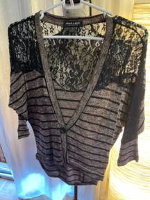 los angeles Brown Lace Shoulder Sweater, Flirty