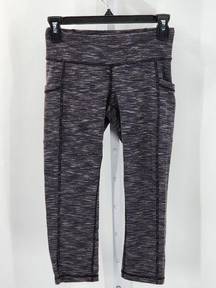 Lounge Lucy Power Max Black Gray White Stripes Capri Running  Yoga Pants Small